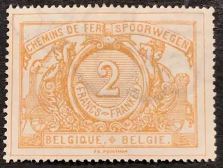 België 1895/1902 - Spoorwegzegel Rijkswapen - 3e emissie - 2fr Oker - POSTFRIS met Prachtig Watermerk - OBP TR27