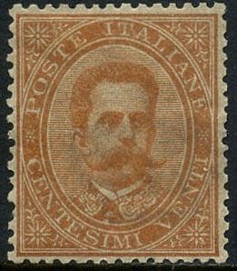 Italië 1879 - Umberto 20 cents orange, with very good centring. With certificate. - Sassone N. 39