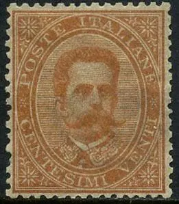 Italië 1879 - Umberto 20 cents orange, with very good centring. With certificate. - Sassone N. 39