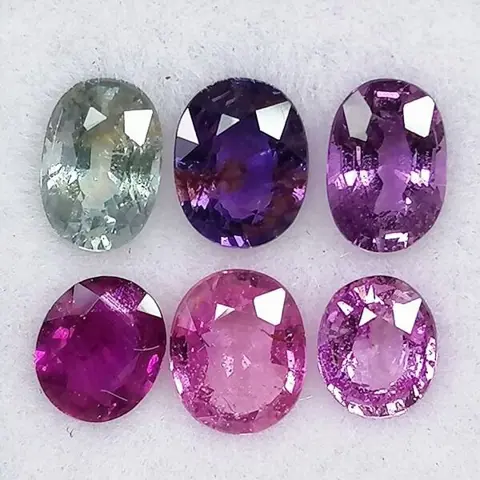 6 pcsVeelkleurige Saffier - 3.38 ct