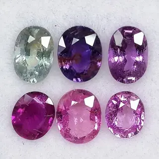6 pcsVeelkleurige Saffier - 3.38 ct
