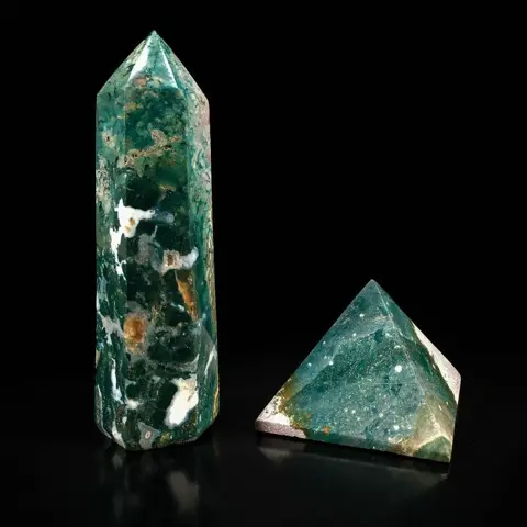Prachtig paar mineralen - Polychroom jaspis Prisma &amp;