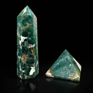 Prachtig paar mineralen - Polychroom jaspis Prisma &amp;