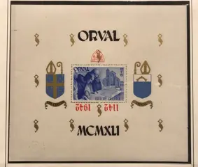 België 1941 - Orval blok - Groot - Getand - Engelse opdruk - Curiositeit "Omgekeerde opdruk" - OBP BL11-Cu