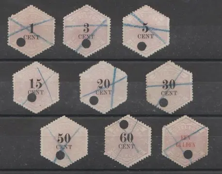 Nederland 1877/1879 - Telegramzegels - NVPH TG1/TG3, TG5/TG6, TG8/TG11