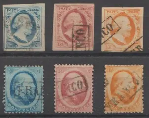 Nederland 1852/1864 - Koning Willem III - NVPH 1/3 + 4/6