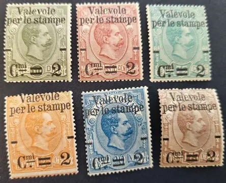 Koninkrijk Italië - ‘Valevole per le Stampe’, complete set, - Sassone N. 50/55