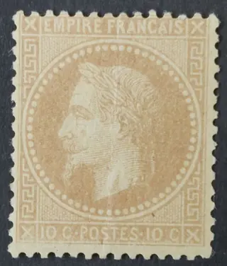 Frankrijk 1868 - Napoleon III with laurels, 10 centimes, bistre, type II - Yvert 28B