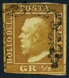 Italiaanse oude staten - Sicilië 1859 - Ferdinand II, half grano 2nd plate, with Naples paper. With expert’s report. - Sassone N. 2a