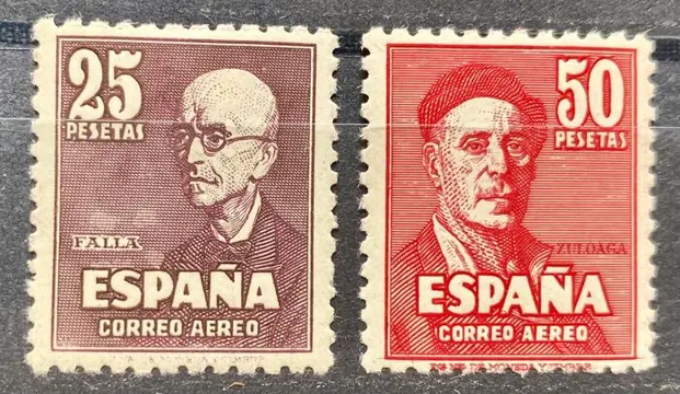 Spanje 1947/1947 - Falla and Zuloaga. Well centred - Edifil 1015/1016