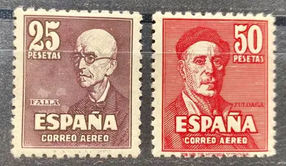 Spanje 1947/1947 - Falla and Zuloaga. Well centred - Edifil 1015/1016