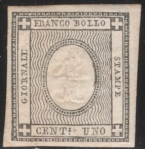 Italiaanse oude staten - Sardinië 1861 - 1 c. for printed material, 19b hinged - Sassone N. 19b