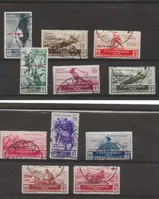Italiaanse Egeïsche Eilanden - algemene uitgiften 1934 - Medals, stamps of Italy with printed text ‘Isole Italiane dell’Egeo. - Sassone