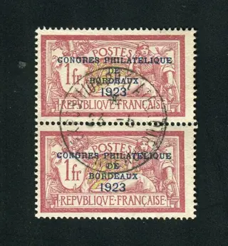 Frankrijk 1923 - Rare Paire de n° 182 - Congrès Philatélique de Bordeaux