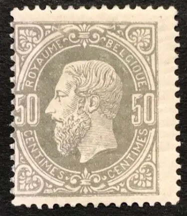 België 1875 - Beeltenis Leopold II 50c Grijs - OBP/COB 35