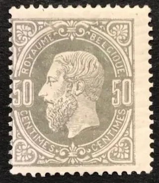 België 1875 - Beeltenis Leopold II 50c Grijs - OBP/COB 35