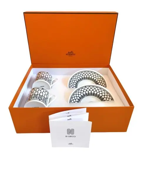 Hermès - Koffieset voor 2 - Porselein - H Deco