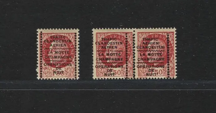 Frankrijk - NEUFS** Lot de timbres libération Montreuil Bellay n°43 et 44a (tenant à surcharge normale)