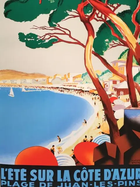 Roger Broders - L'Été sur la Côte d'Azur, plage de