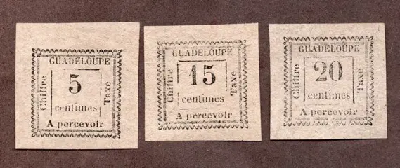 Guadeloupe - Taxes 6b, 8b, 9b, mint no gum, deluxe, quote: €1,150