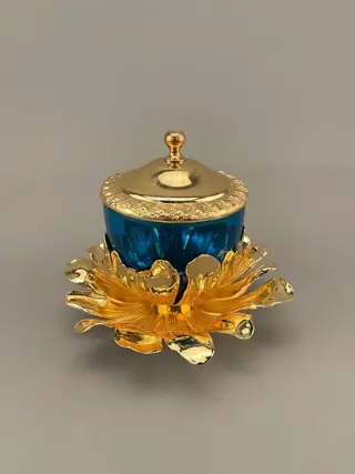 Suikerpot - Glas, Verguld