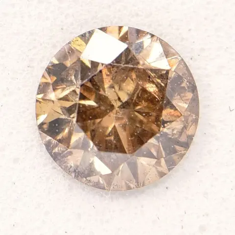 1 pcs Diamant - 0.92 ct - Rond - Natural Fancy Brown -