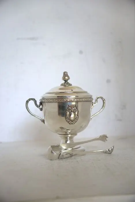 Suikerpot, suiker klem (2) - Barok - Verzilverd