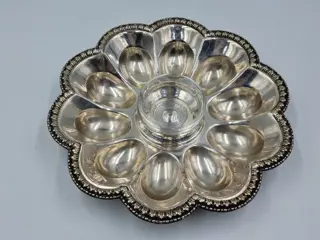 Serveerschaal voor eieren, gemerkt - Glas, Verzilverd