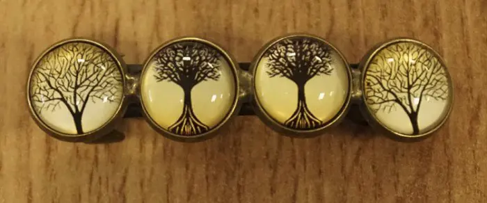 Haarclip cabochon " 4 Bomen beige achtergrond "