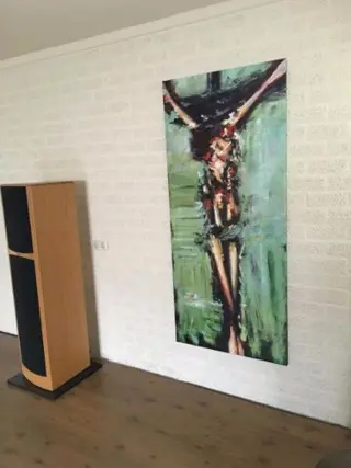 Here Jezus aan het kruis , olie verfdoek