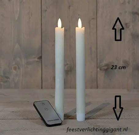 Wax nep kaars Ivoor met afstandsbediening 23 cm