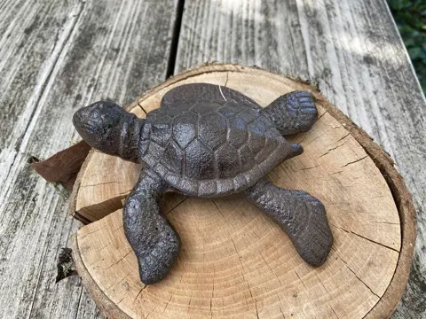 GIETIJZEREN TURTLE ZEESCHILDPAD MET DEKSELTJE NIEUW