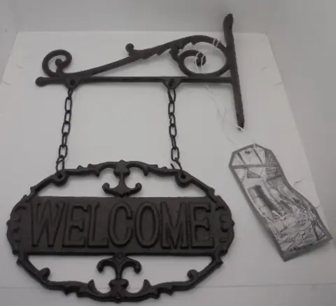 GIETIJZEREN DEURHANGER WELCOME NIEUW