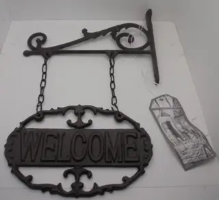 GIETIJZEREN DEURHANGER WELCOME NIEUW