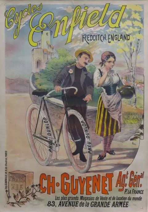 Royal Enfield cycles ca 1900 original lithographic poster