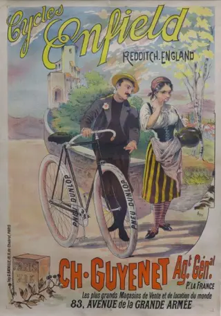 Royal Enfield cycles ca 1900 original lithographic poster