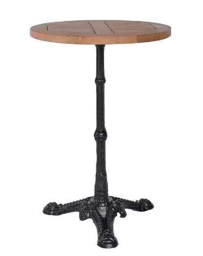 Teakhouten terras bistrotafel rond 50cm gietijzeren voet