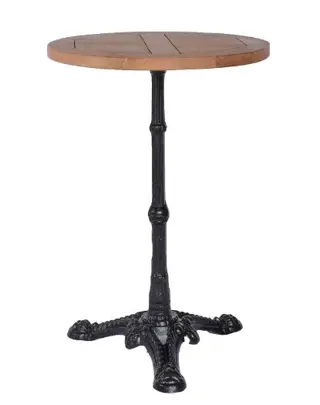 Teakhouten terras bistrotafel rond 50cm gietijzeren voet