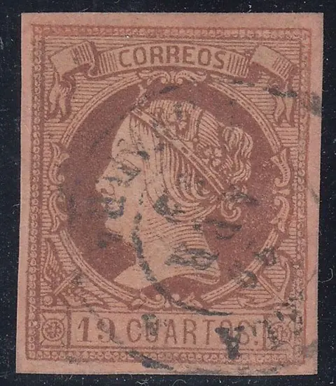 Spanje 1860 - Isabella II. 19 cuartos chestnut brown. CEM certificate - Edifil 54