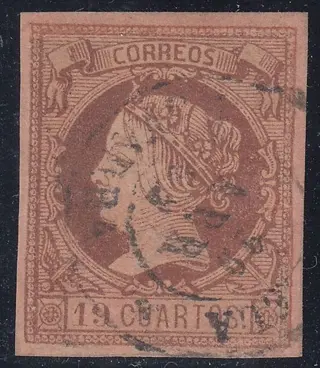 Spanje 1860 - Isabella II. 19 cuartos chestnut brown. CEM certificate - Edifil 54