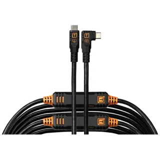 TetherTools TetherPro Optima 10G USB-C 31' (9.4m) Straight to Right, Non-Reflective Black