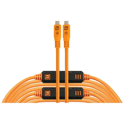 TetherTools TetherPro Optima 10G USB-C 31' (9.4m) Straight to Straight, High-Visibility Orange