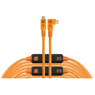 TetherTools TetherPro Optima 10G USB-C 31' (9.4m) Straight to Right, High-Visibility Orange