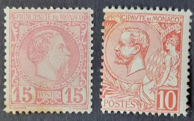 Monaco 1885/1901 - Selection of 2 stamps - Yvert 5 et 23