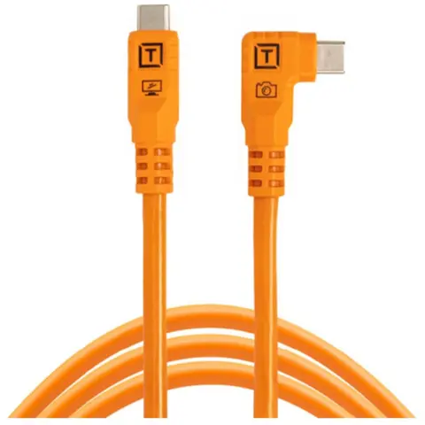 TetherTools TetherPro Optima 10G USB-C 6' (1.8m) Straight to Right, High-Visibility Orange