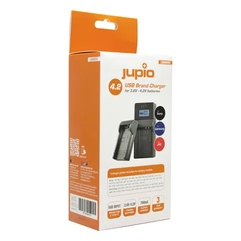 Jupio USB Charger Kit voor JVC/Samsung/Sony 3.6V-4.2V accu's