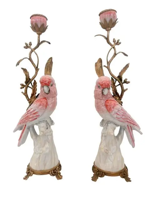 Kandelaar (2) - Brons, Porselein