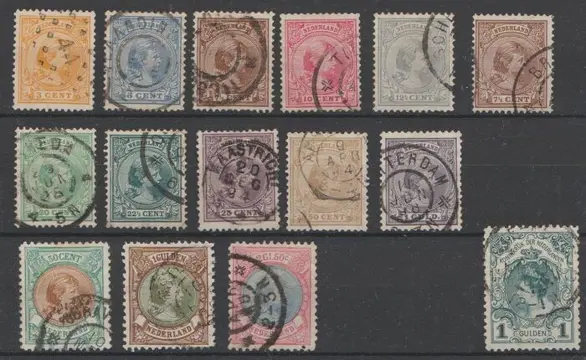 Nederland 1891/1898 - Prinses Wilhelmina en Kroningsgulden - NVPH 34/44, 45, 46, 47, 49