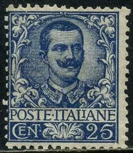 Koninkrijk Italië 1901 - ‘Floreale’, 25 cents azure - Sassone N. 73