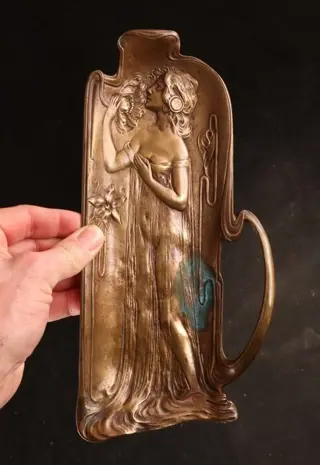 Antieke bronzen Jugendstil vide-poche